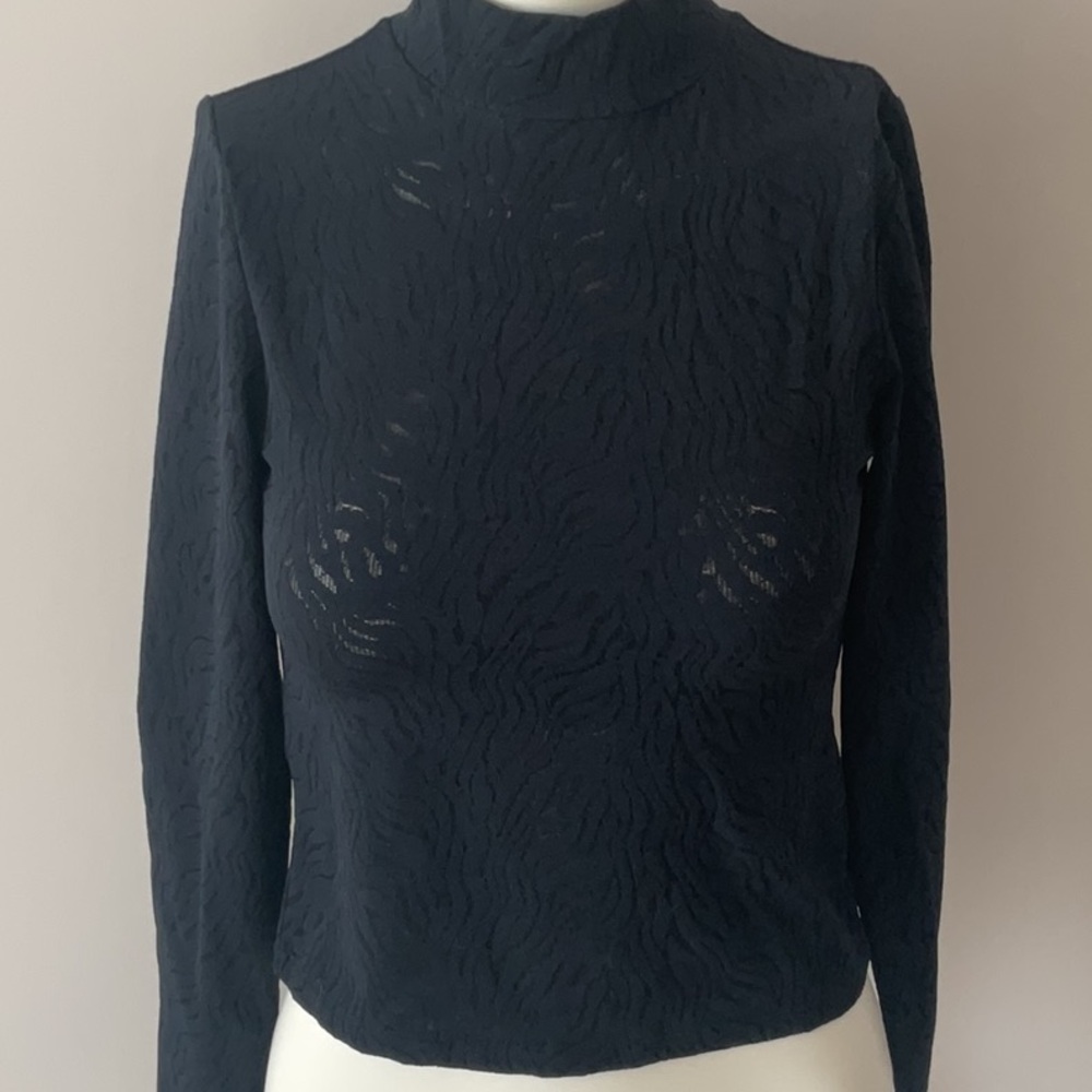Retrod Black Mock Neck Top